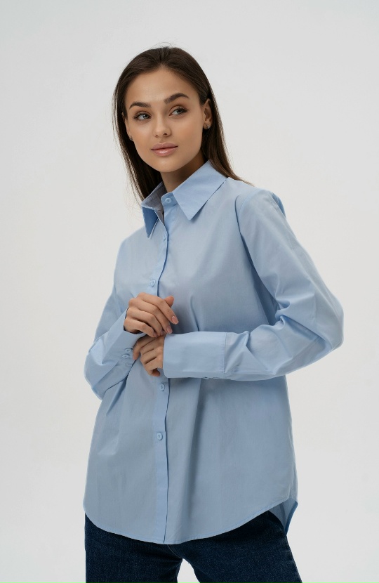 Рубашка хлопковая однотонная голубая