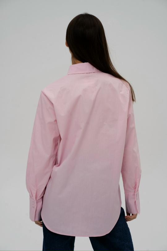 Рубашка хлопковая однотонная розовая