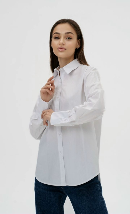 Рубашка хлопковая однотонная белая