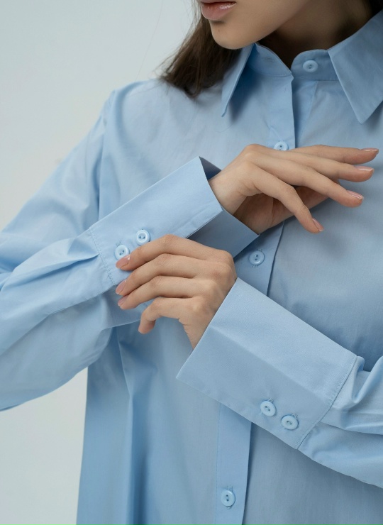 Рубашка хлопковая однотонная голубая