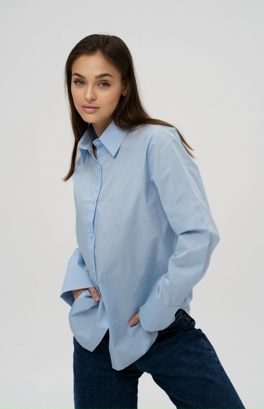 Рубашка хлопковая однотонная голубая