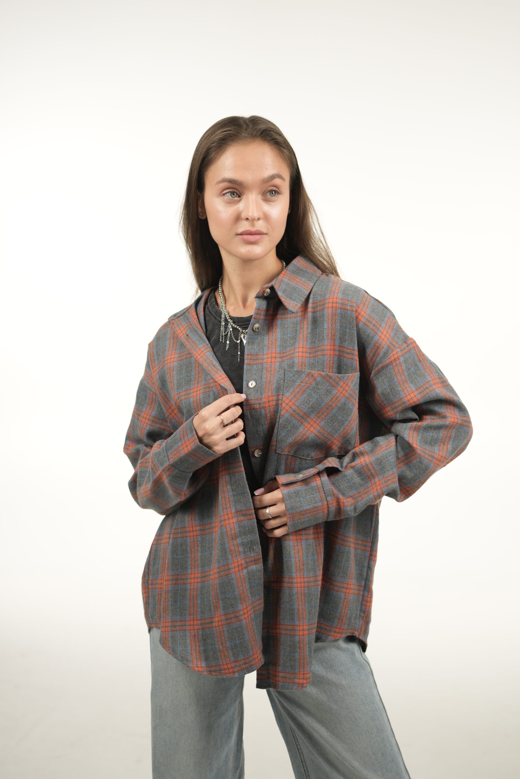 Рубашка в клетку TUO MONDO (Оранжевый)