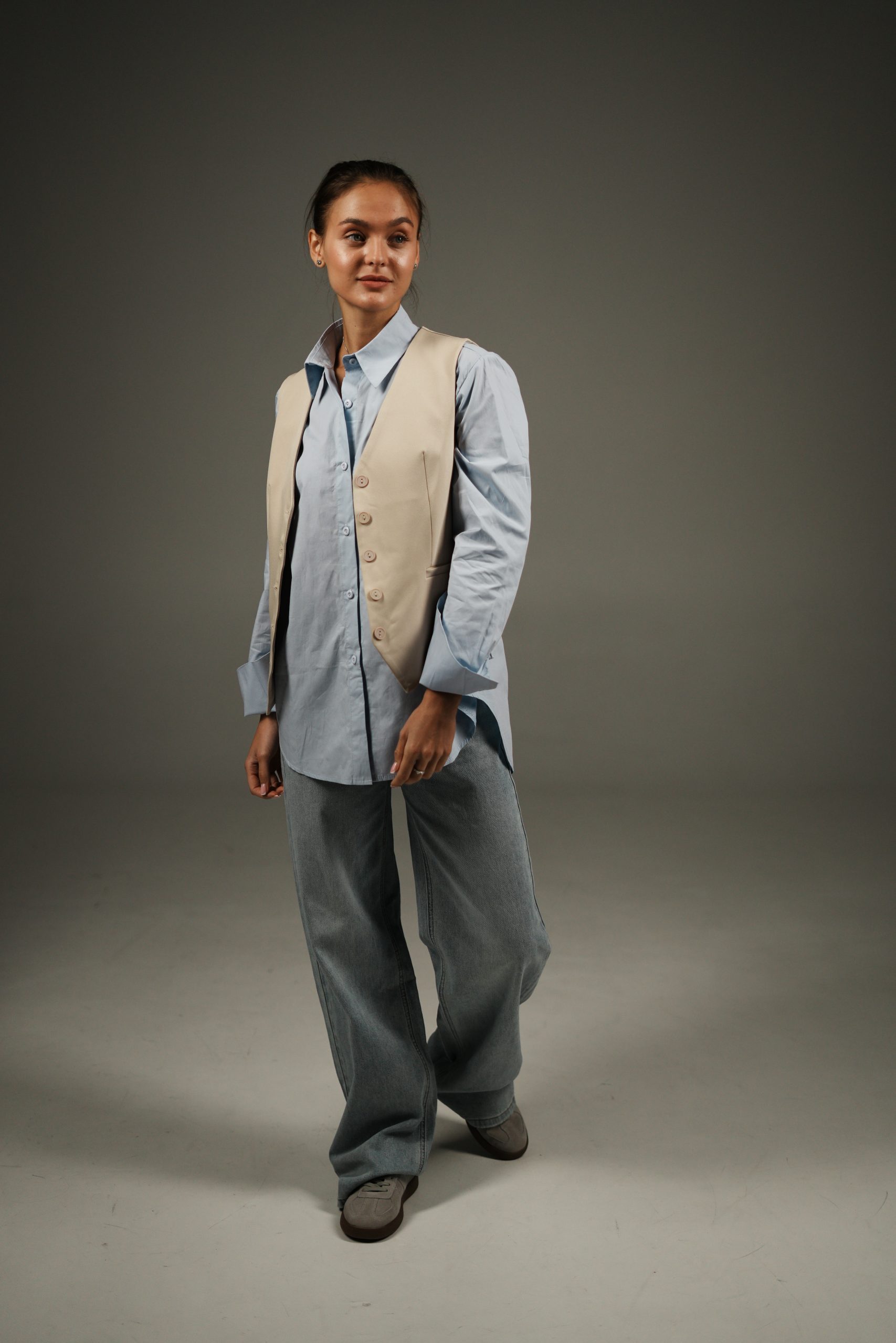 Рубашка хлопковая однотонная голубая