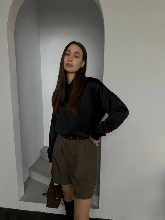 Рубашка шелковая черная ТМ