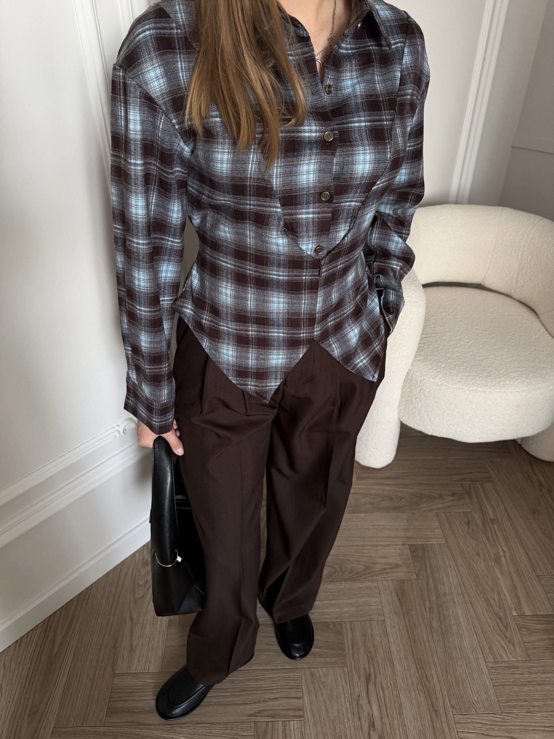 Рубашка приталенная в клетку