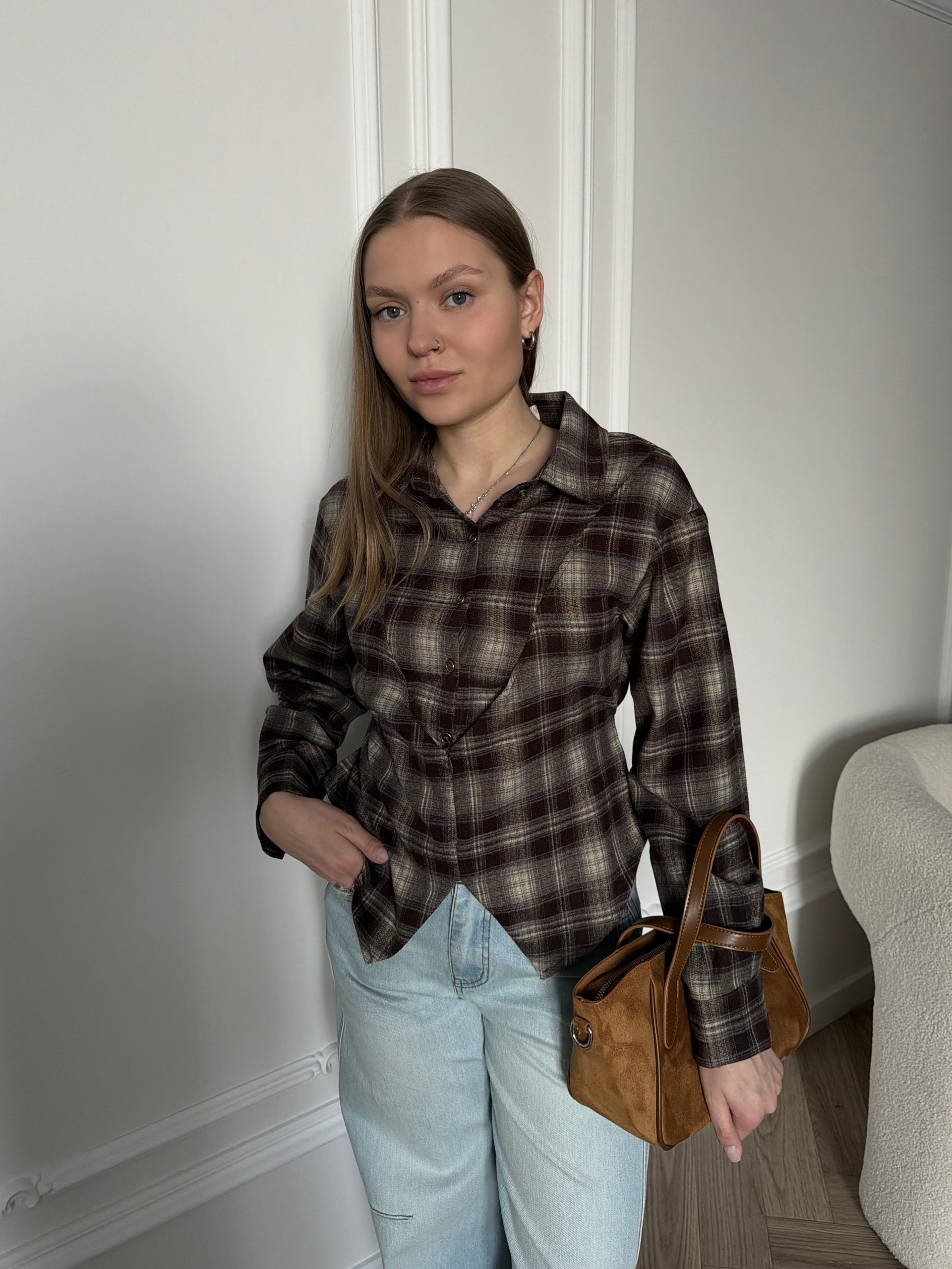 Рубашка приталенная в клетку