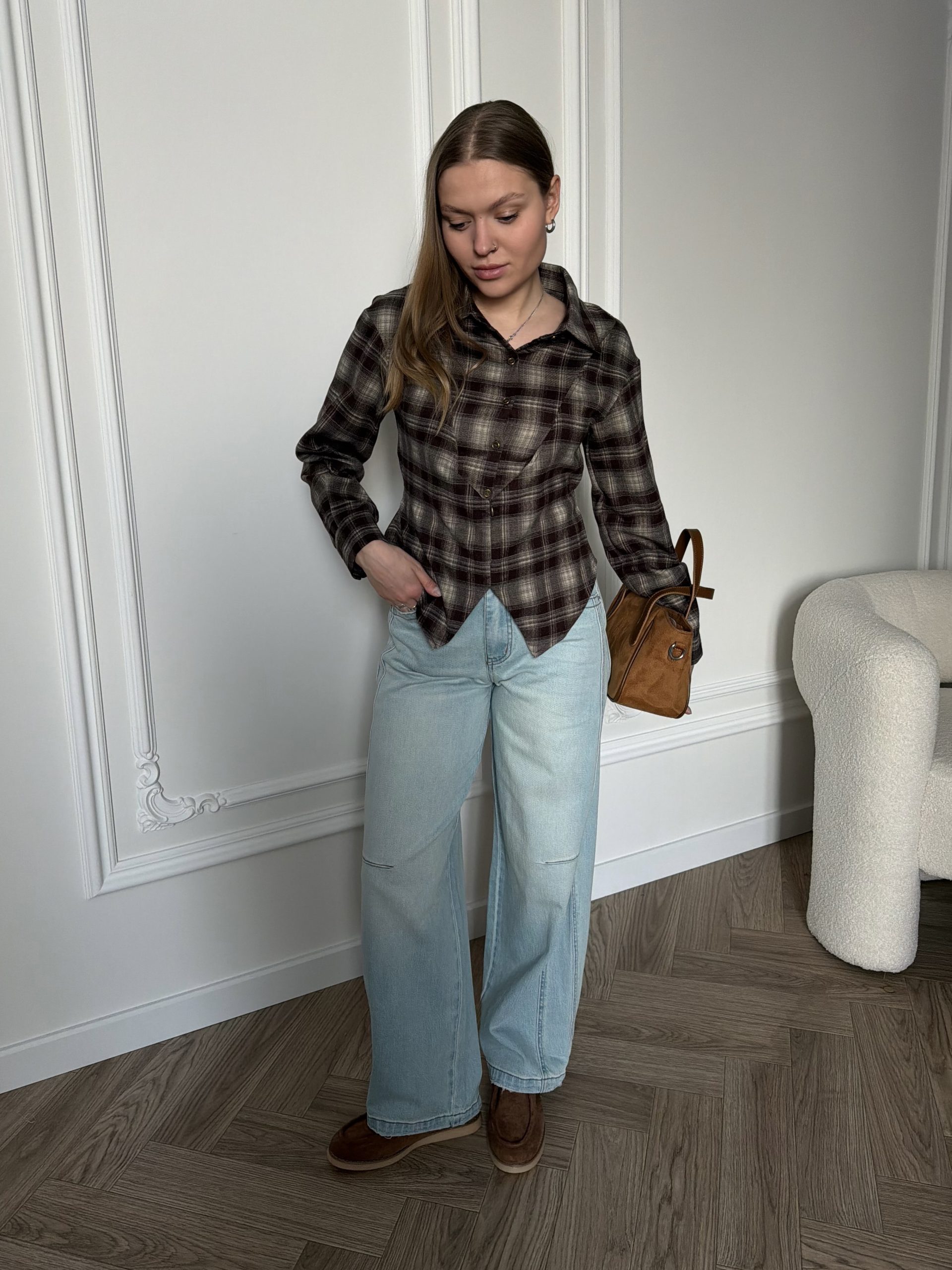 Рубашка приталенная в клетку