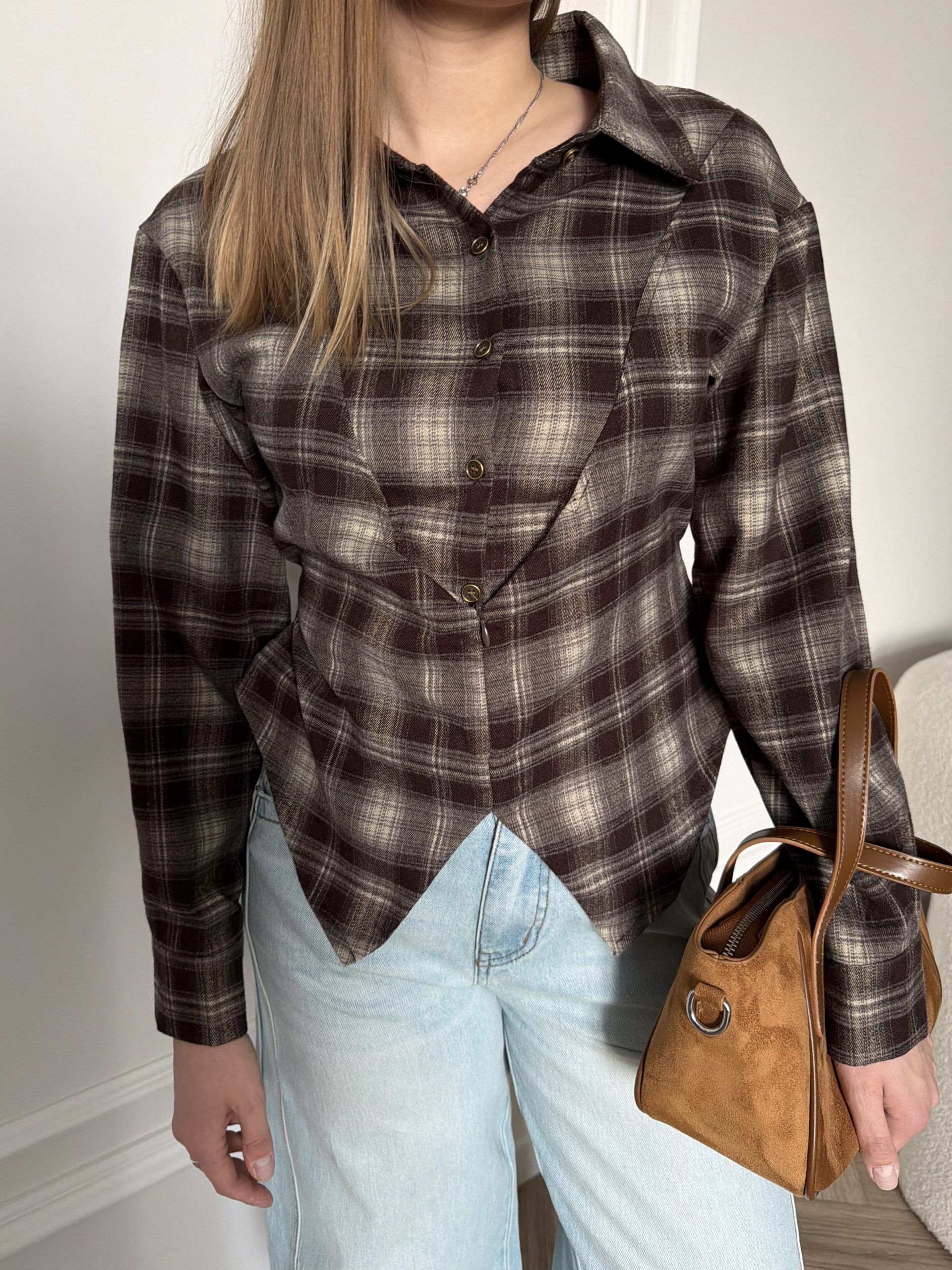 Рубашка приталенная в клетку