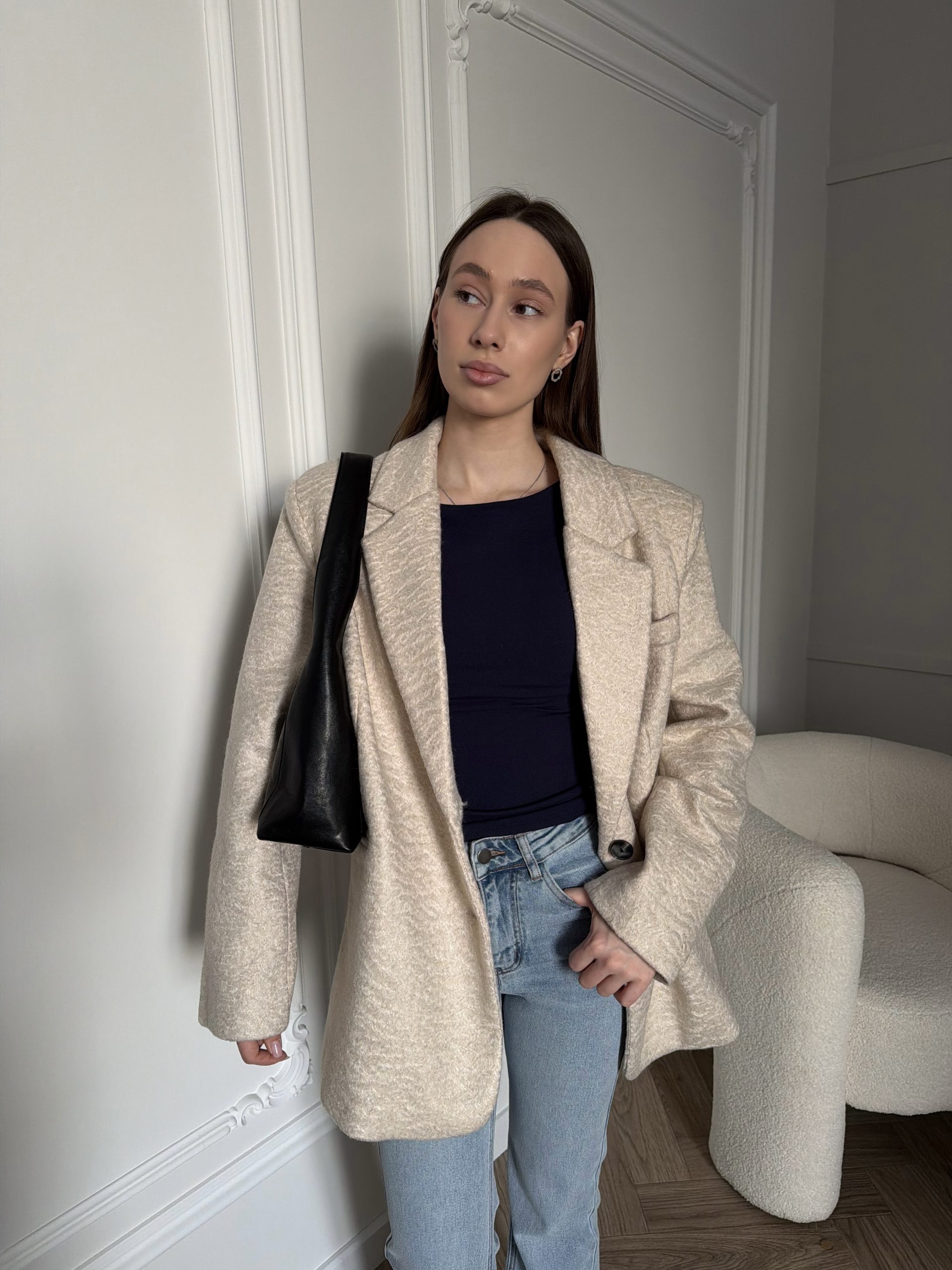 Пиджак-пальто из ткани букле