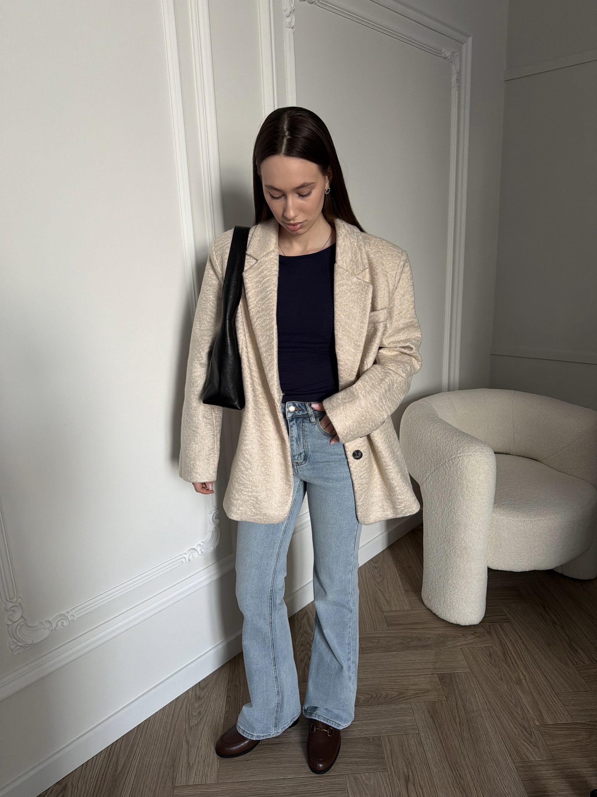 Пиджак-пальто из ткани букле