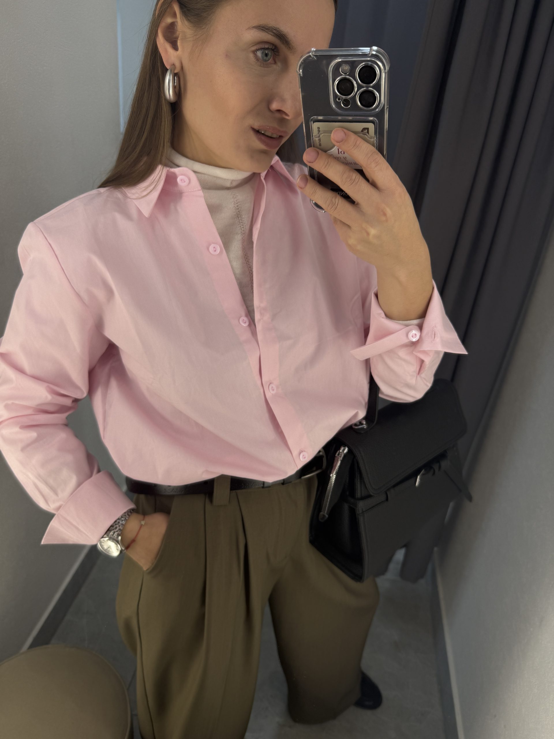 Рубашка хлопковая однотонная розовая