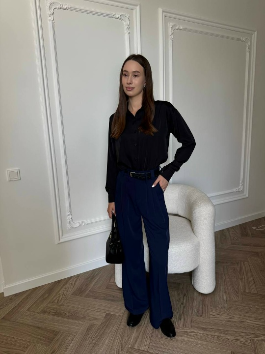 Рубашка шелковая черная ТМ