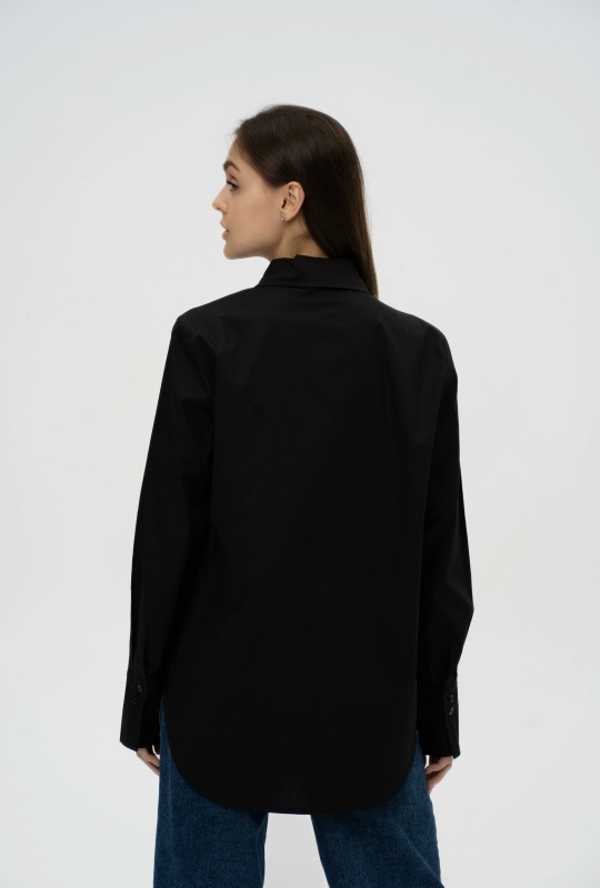 Рубашка хлопковая однотонная черная