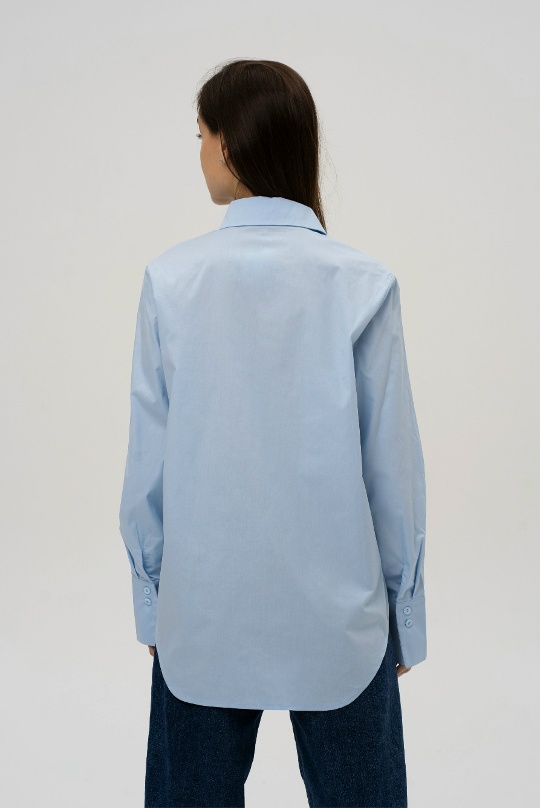 Рубашка хлопковая однотонная голубая