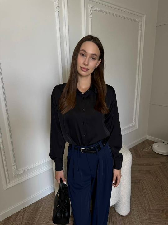 Рубашка шелковая черная ТМ