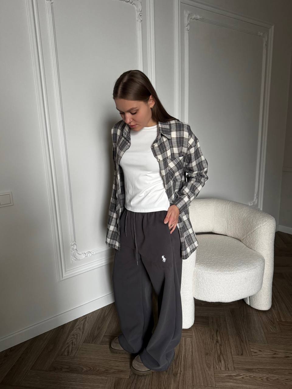 Рубашка в клетку TUO MONDO (серый)