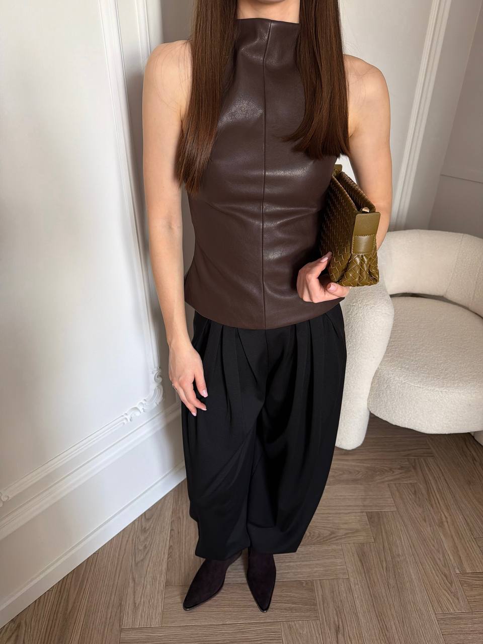 Топ кожаный