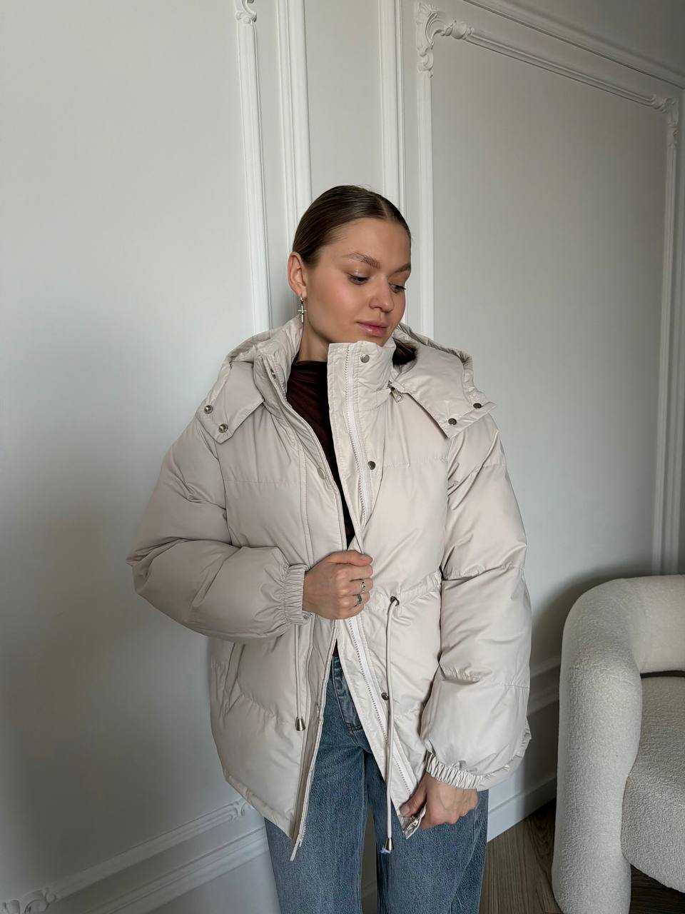 Куртка весна с кулиской (молочный)