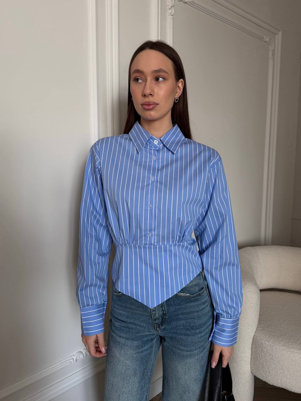 Рубашка в полоску приталенный корсет