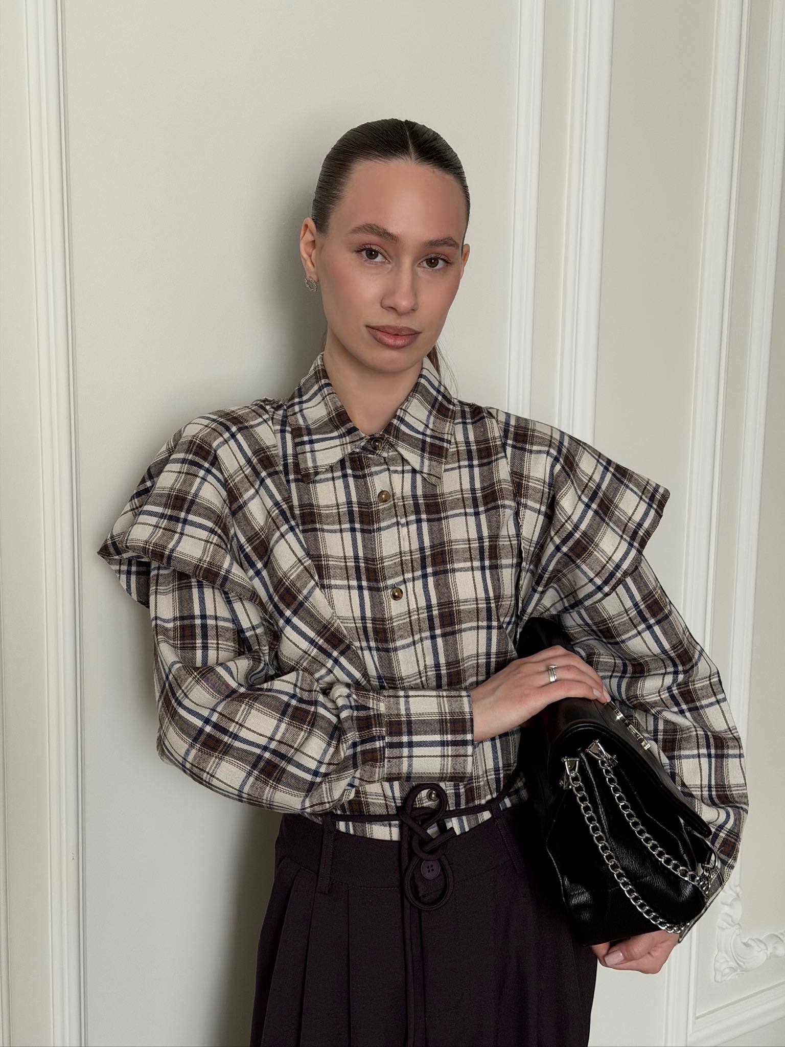 Рубашка в клетку с подвязкой