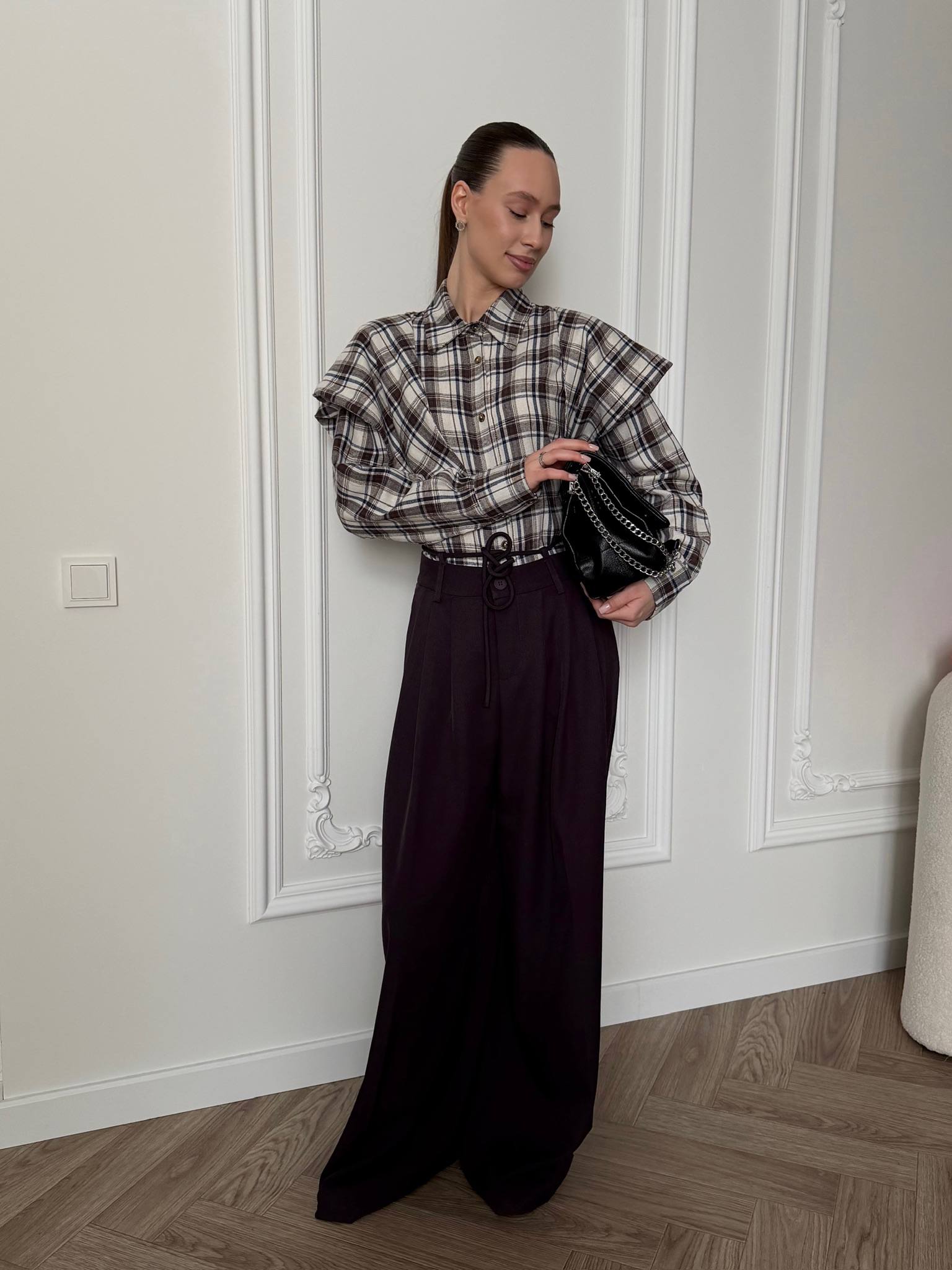 Рубашка в клетку с подвязкой