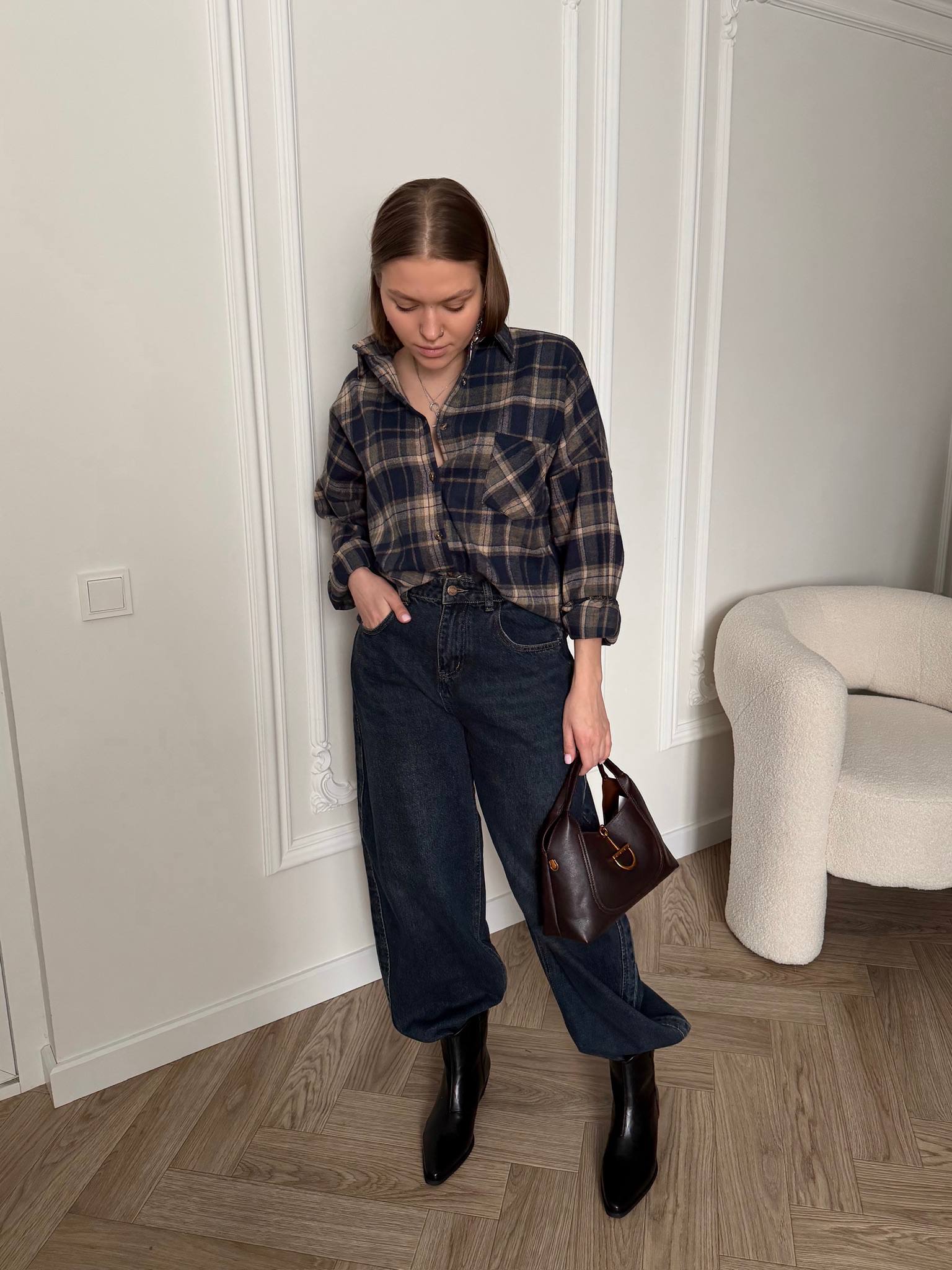 Рубашка в клетку оверсайз