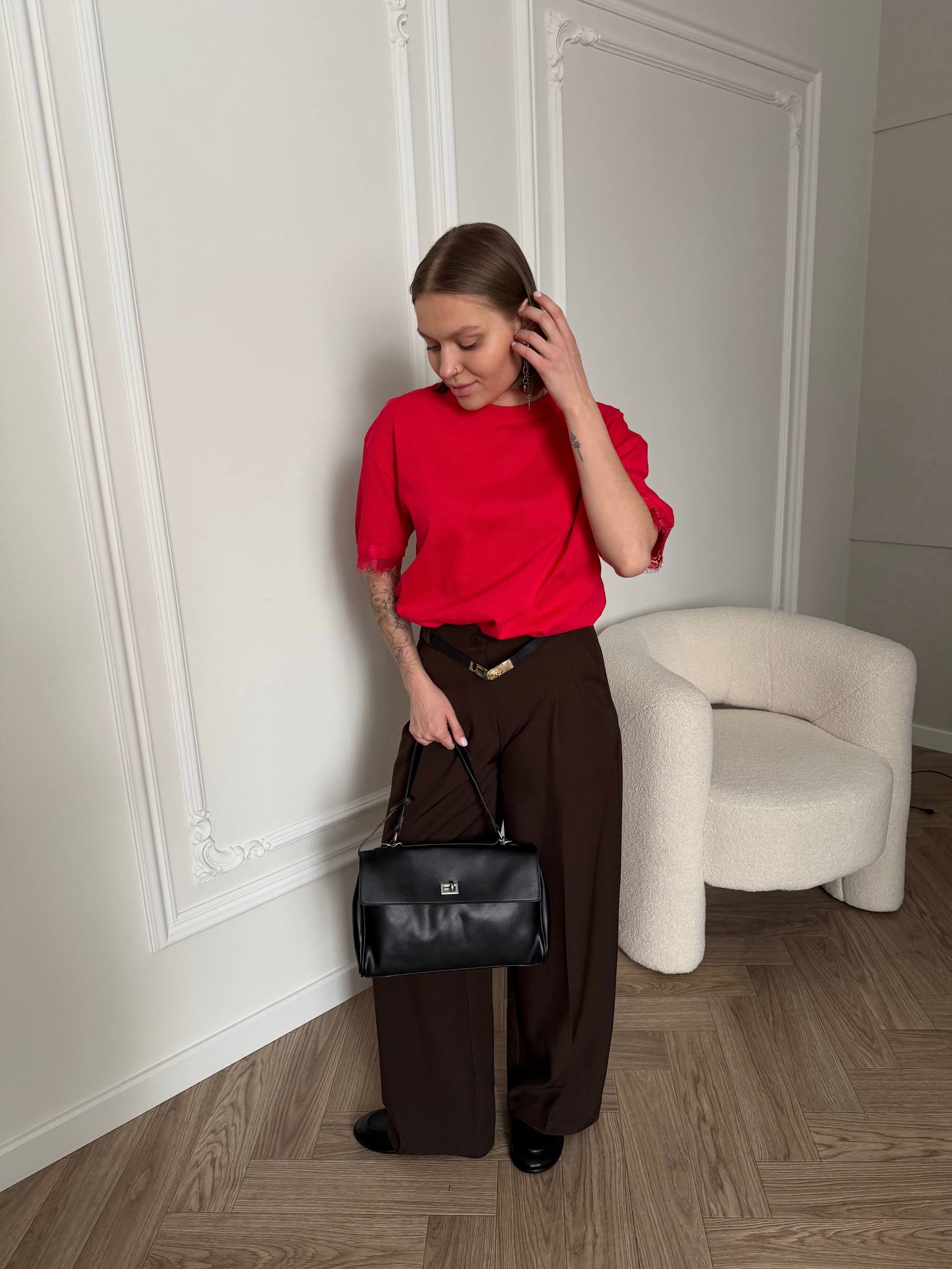 Брюки палаццо с ремнем