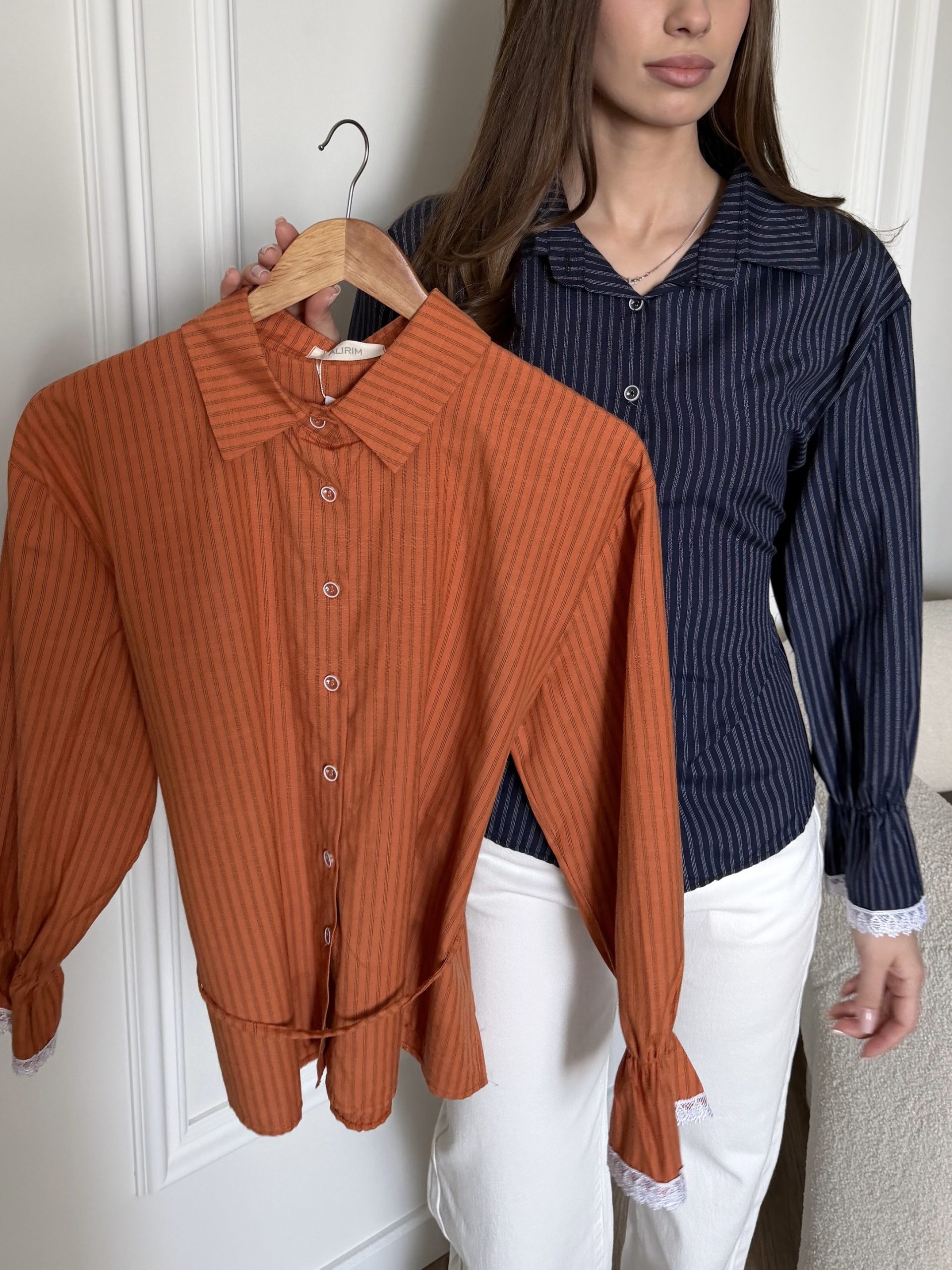 Рубашка приталенная в полоску