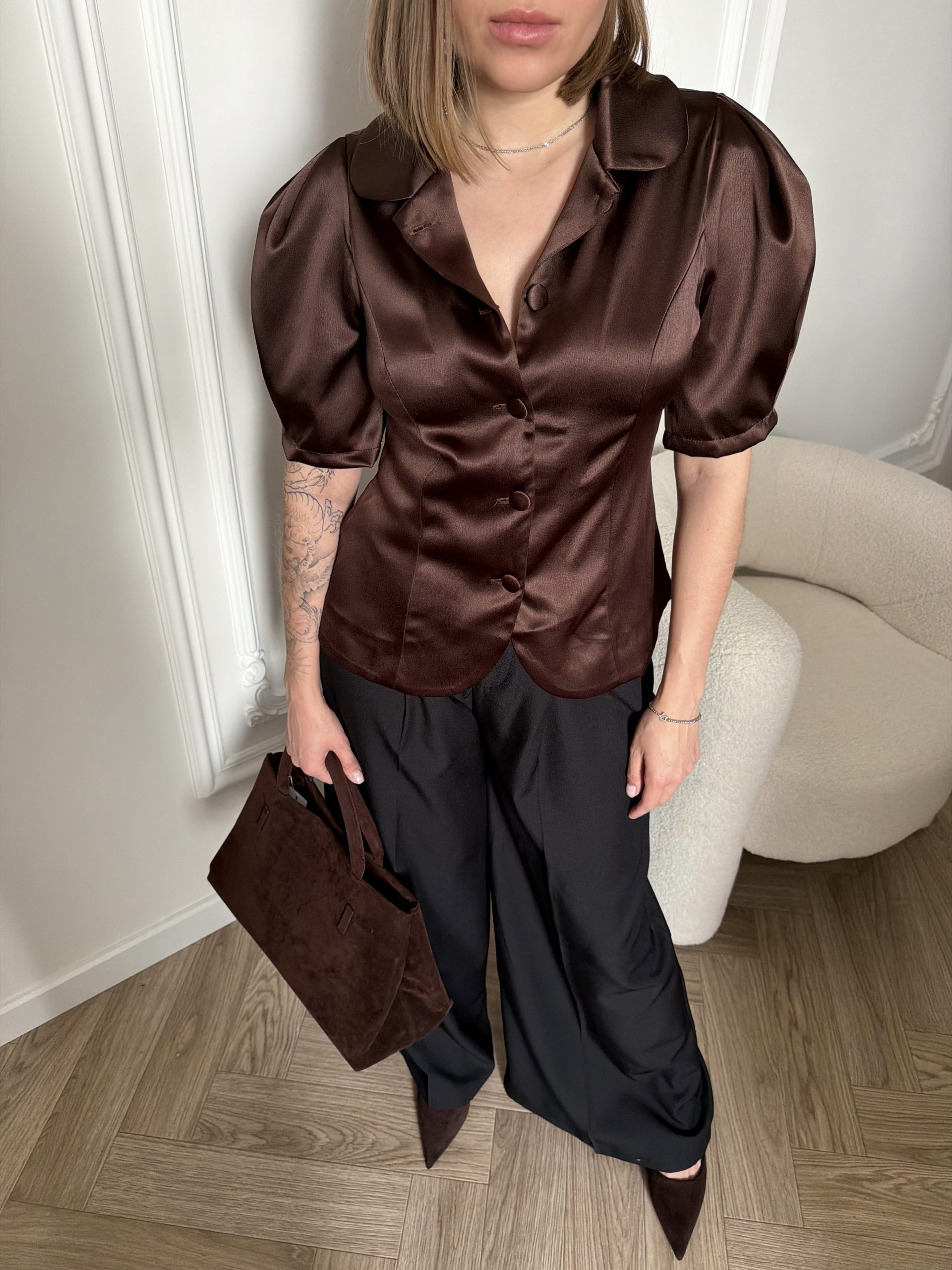 Жакет атласный с коротким рукавом