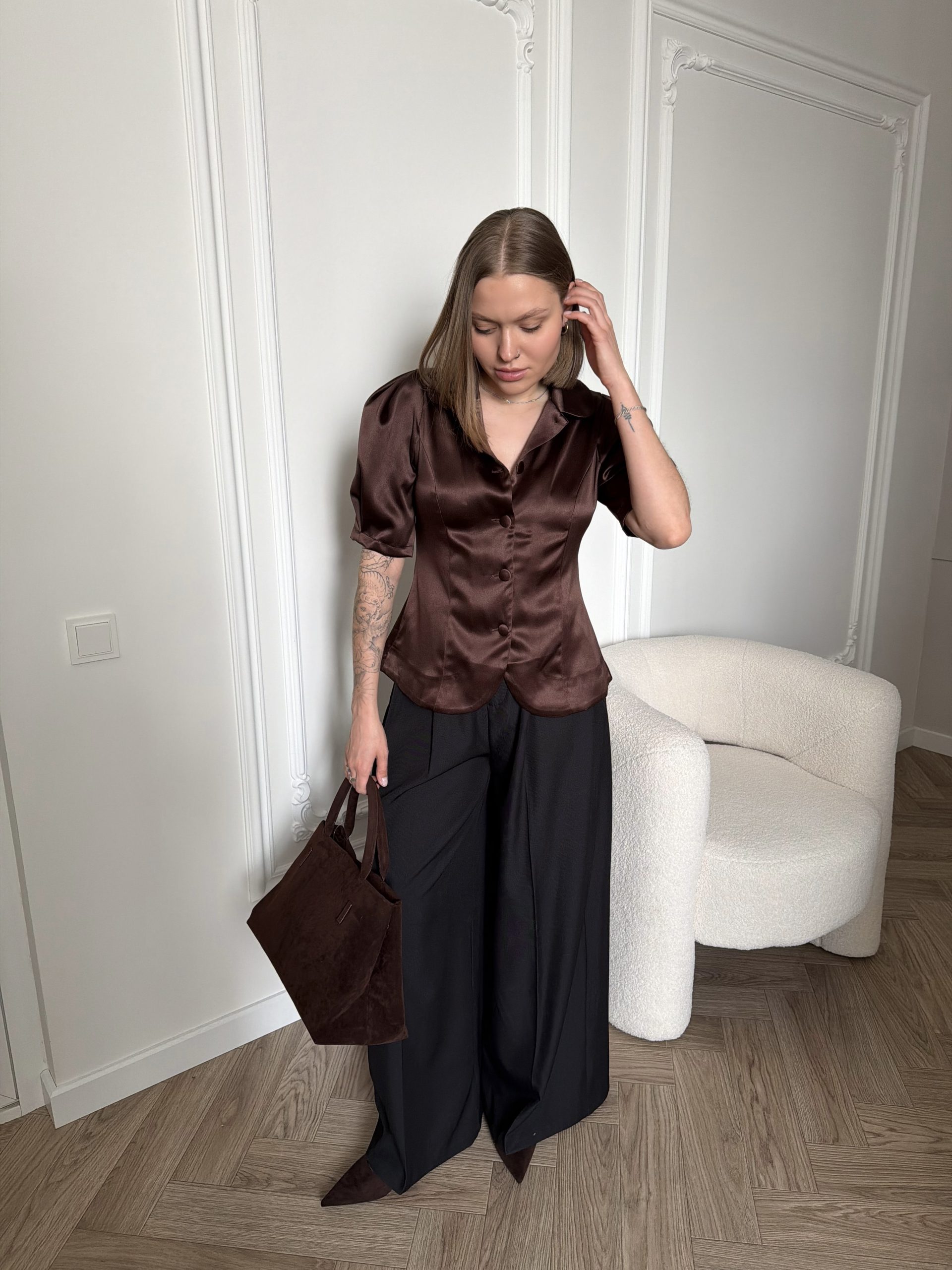 Жакет атласный с коротким рукавом