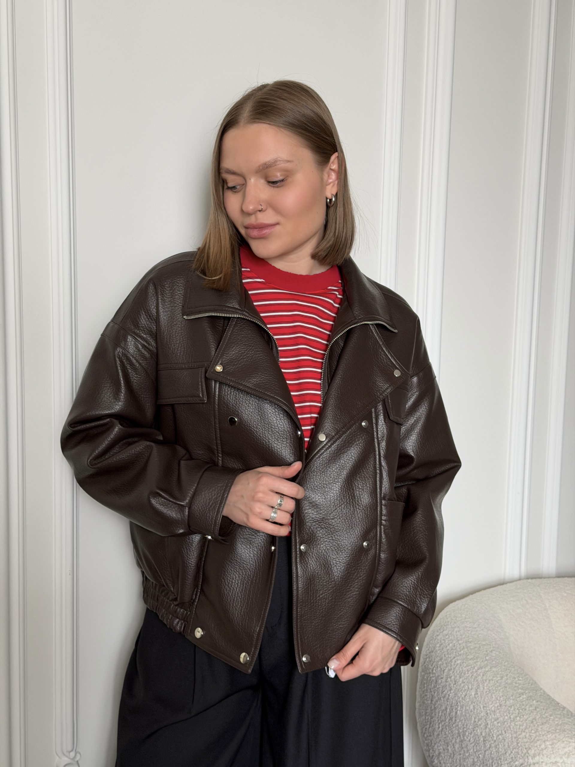 Бомбер кожаный