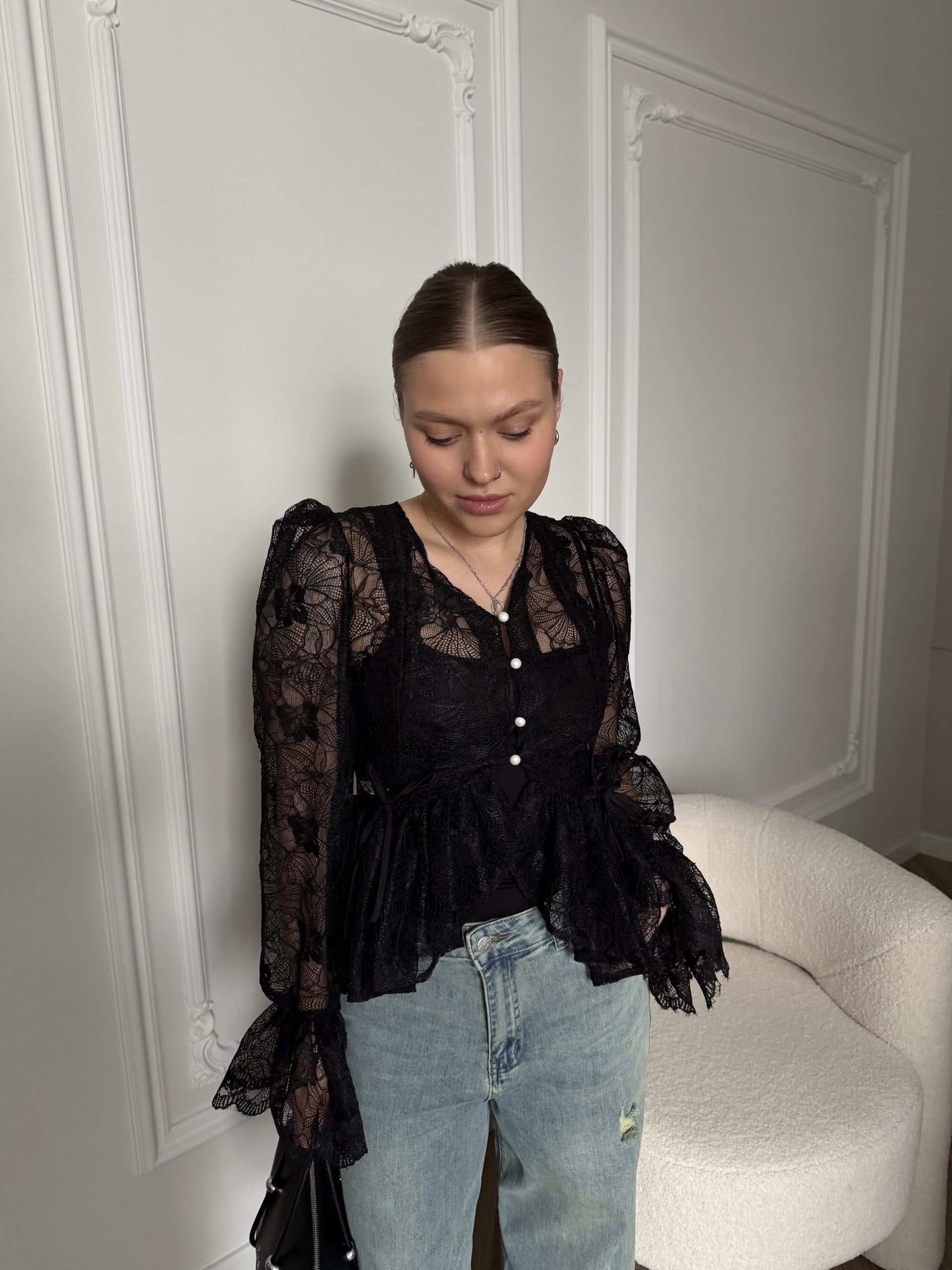Блуза прозрачная кружевная
