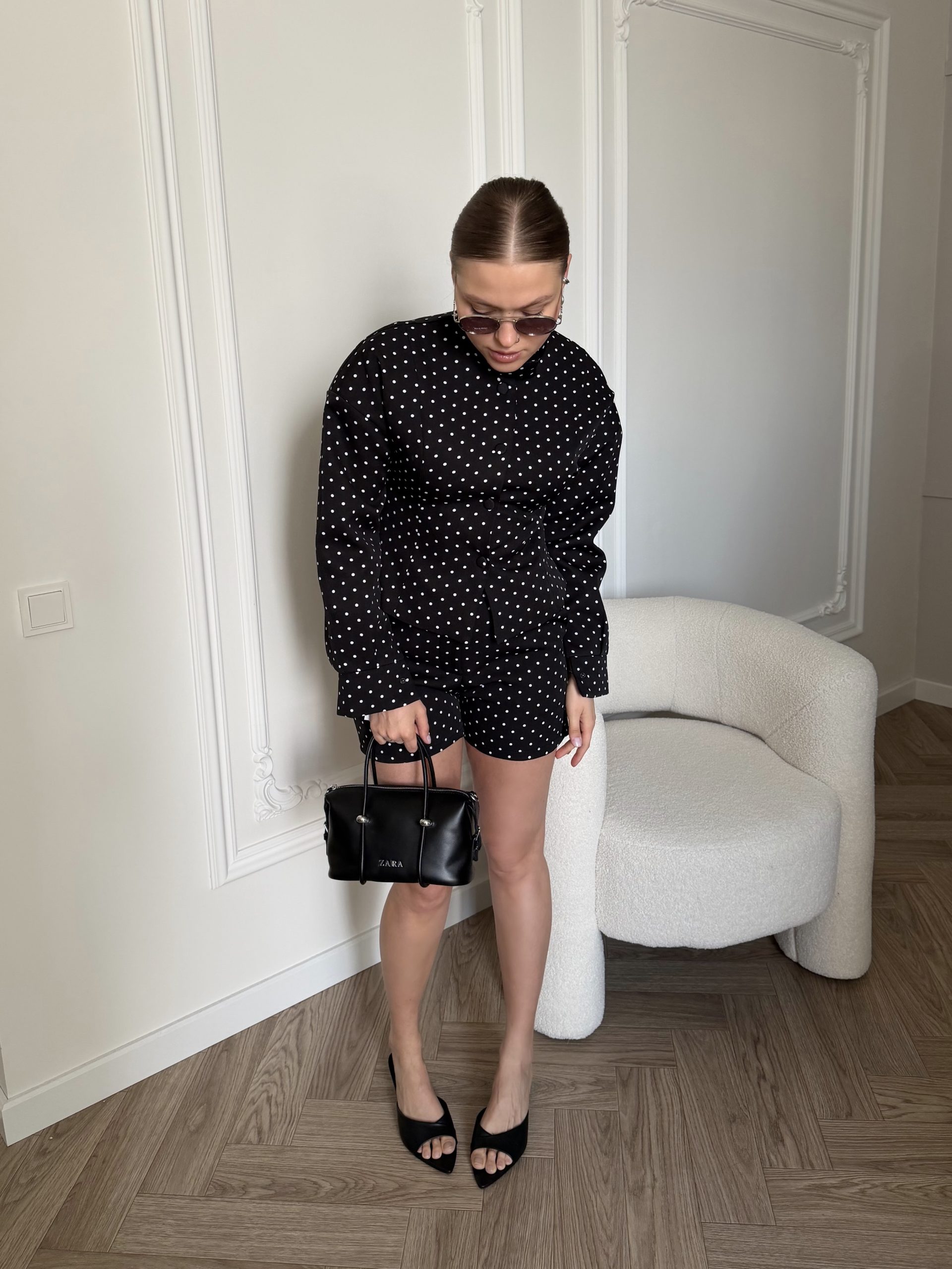 Костюм с шортами в горох